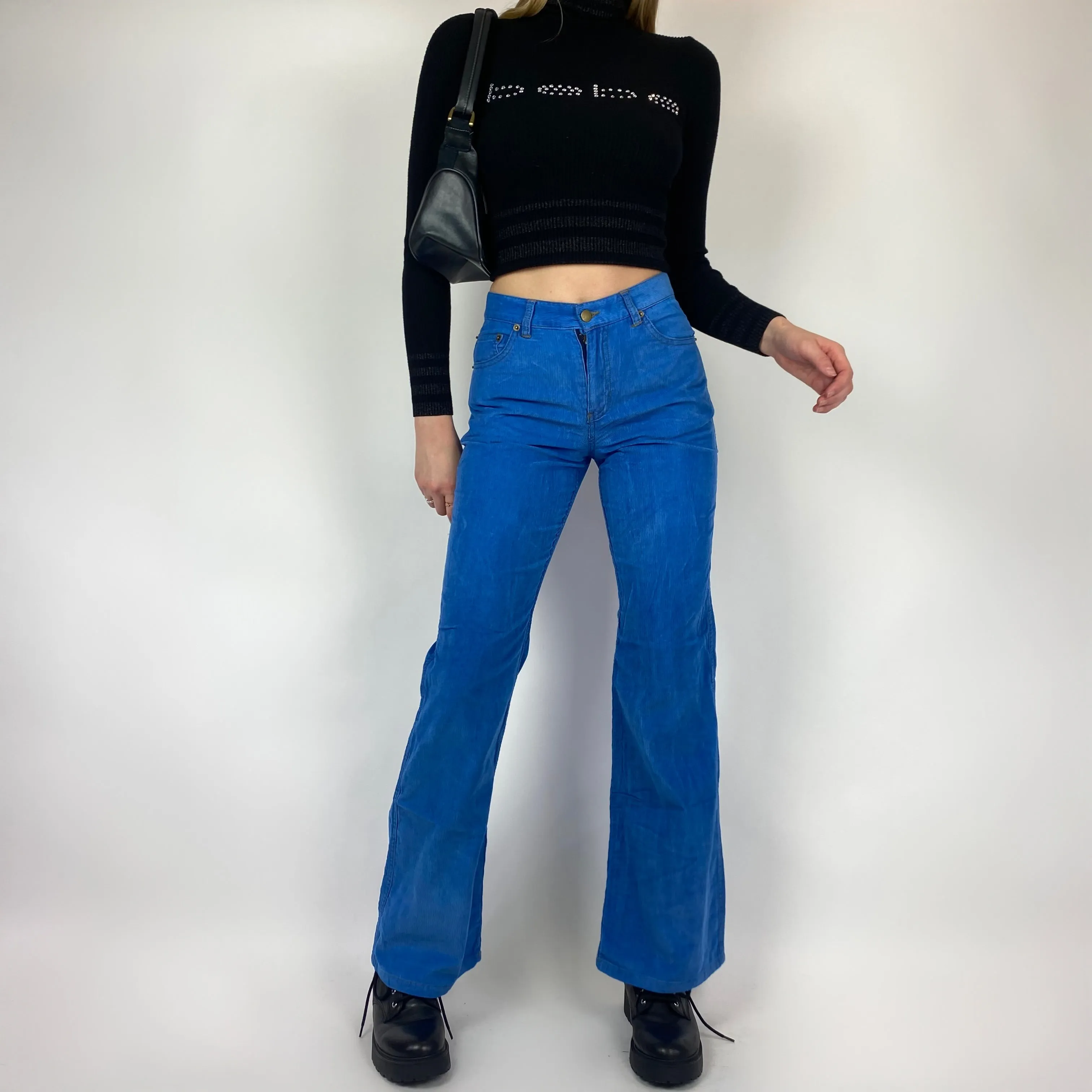 2000s Bright Blue Corduroy High-Rise Pants (S)
