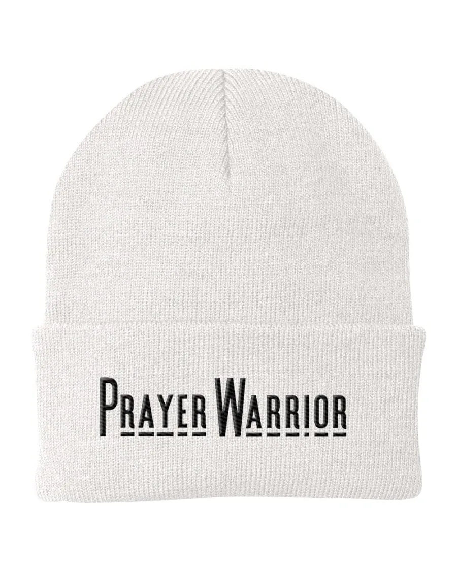 Beanie Knit Hat, Prayer Warrior Embroidered Hat