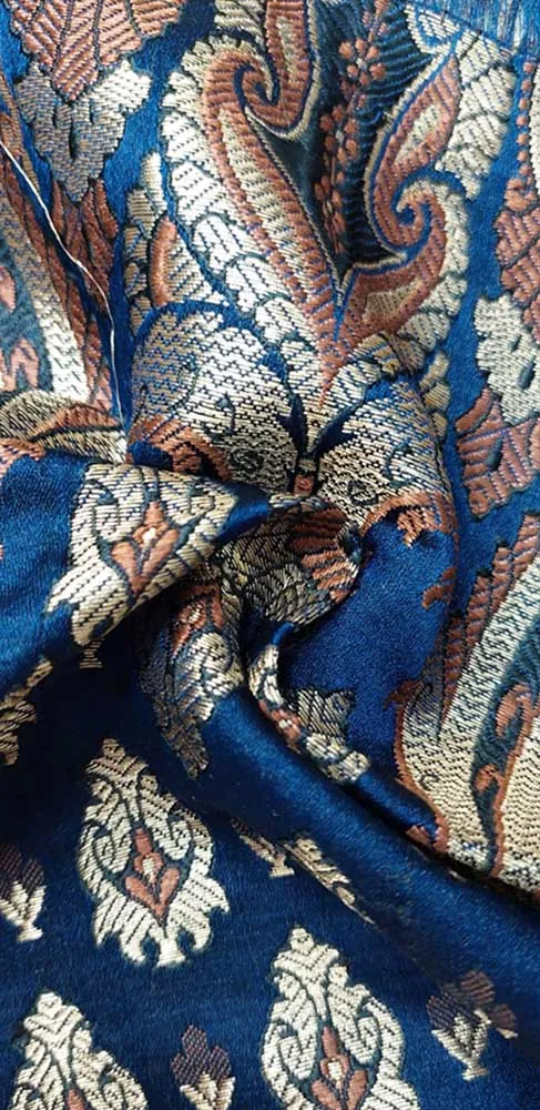 Blue Banarasi Silk Fabric ( 1 Mtr )