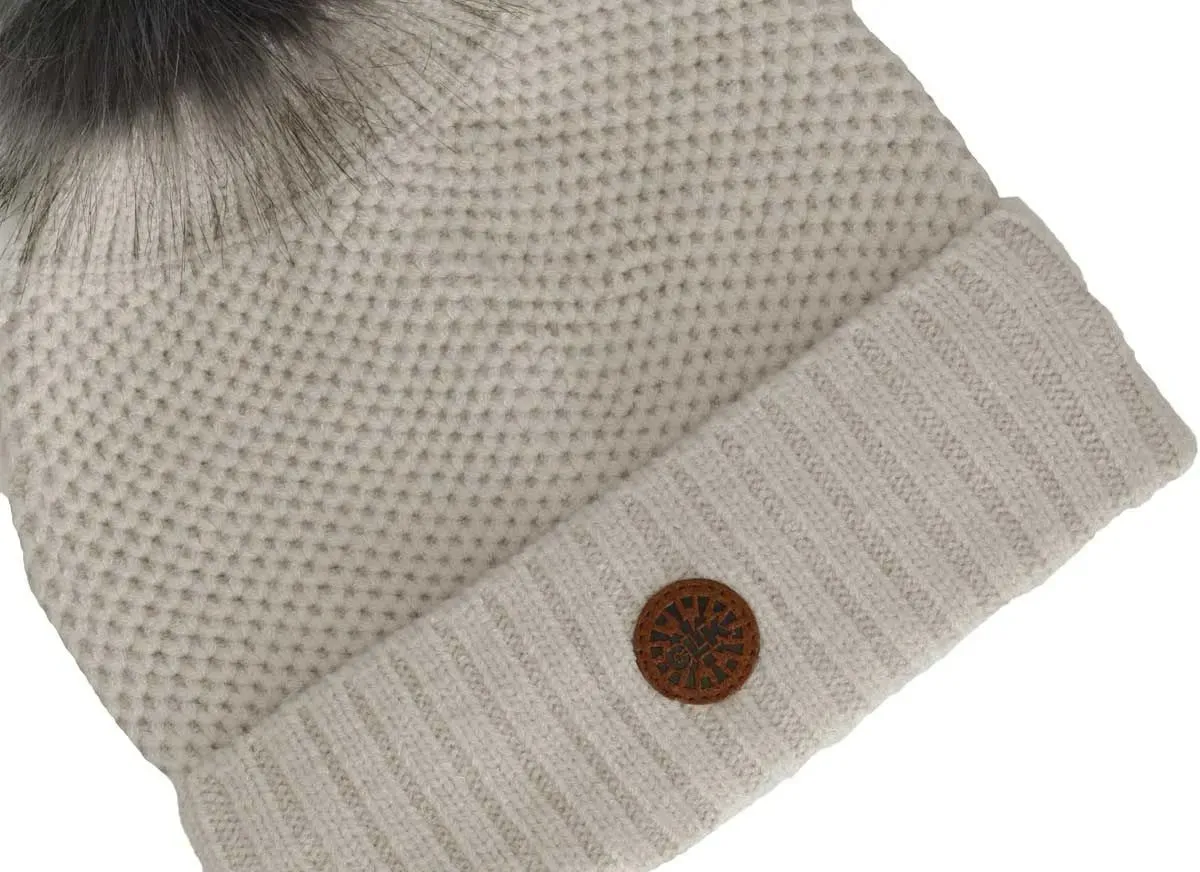 CALIKIDS SOFT TOUCH WAFFLE KNIT POMPOM HATALMOND, LILAC -