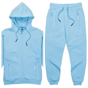 Carpe Diem Zip Up Set-Carolina Blue