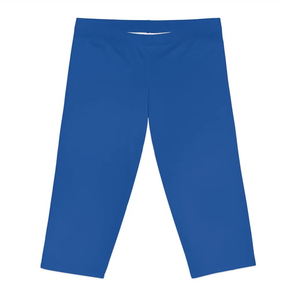 Dark Blue Women's Capri Leggings, Knee-Length Polyester Capris Tights-Made in USA (US Size: XS-2XL)