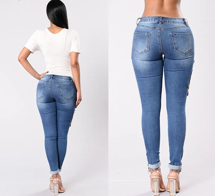 European and American embroidery jeans