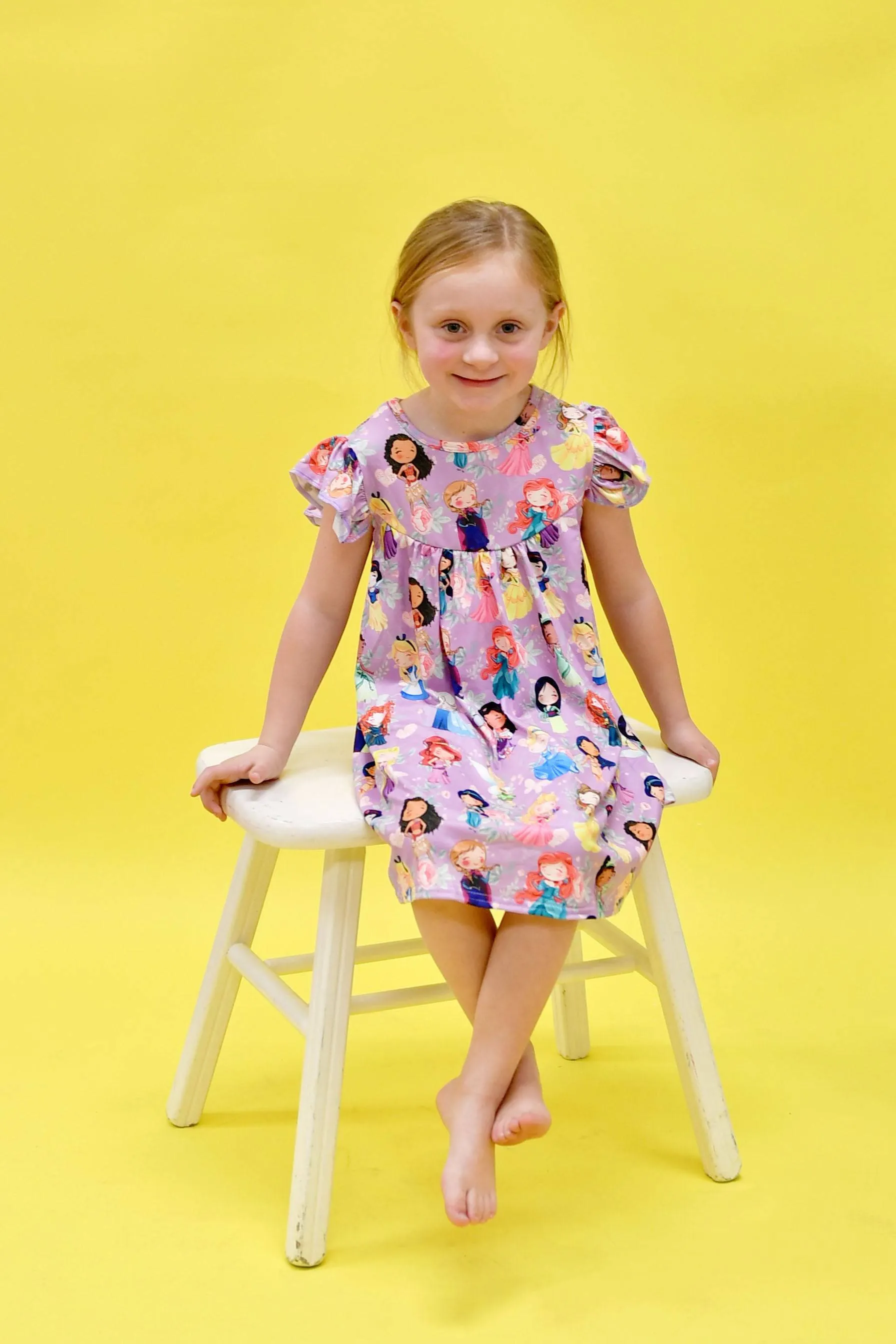 Floral Princess Milk Silk Flutter Dress