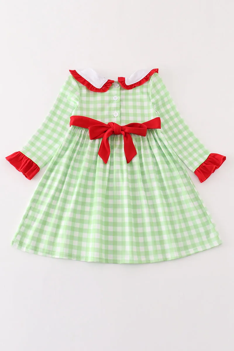 Green christmas tree embroidery dress