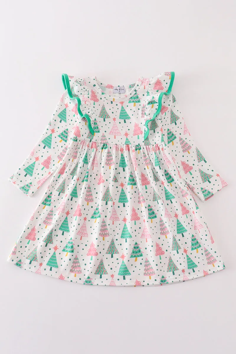 Green christmas tree ruffle dress