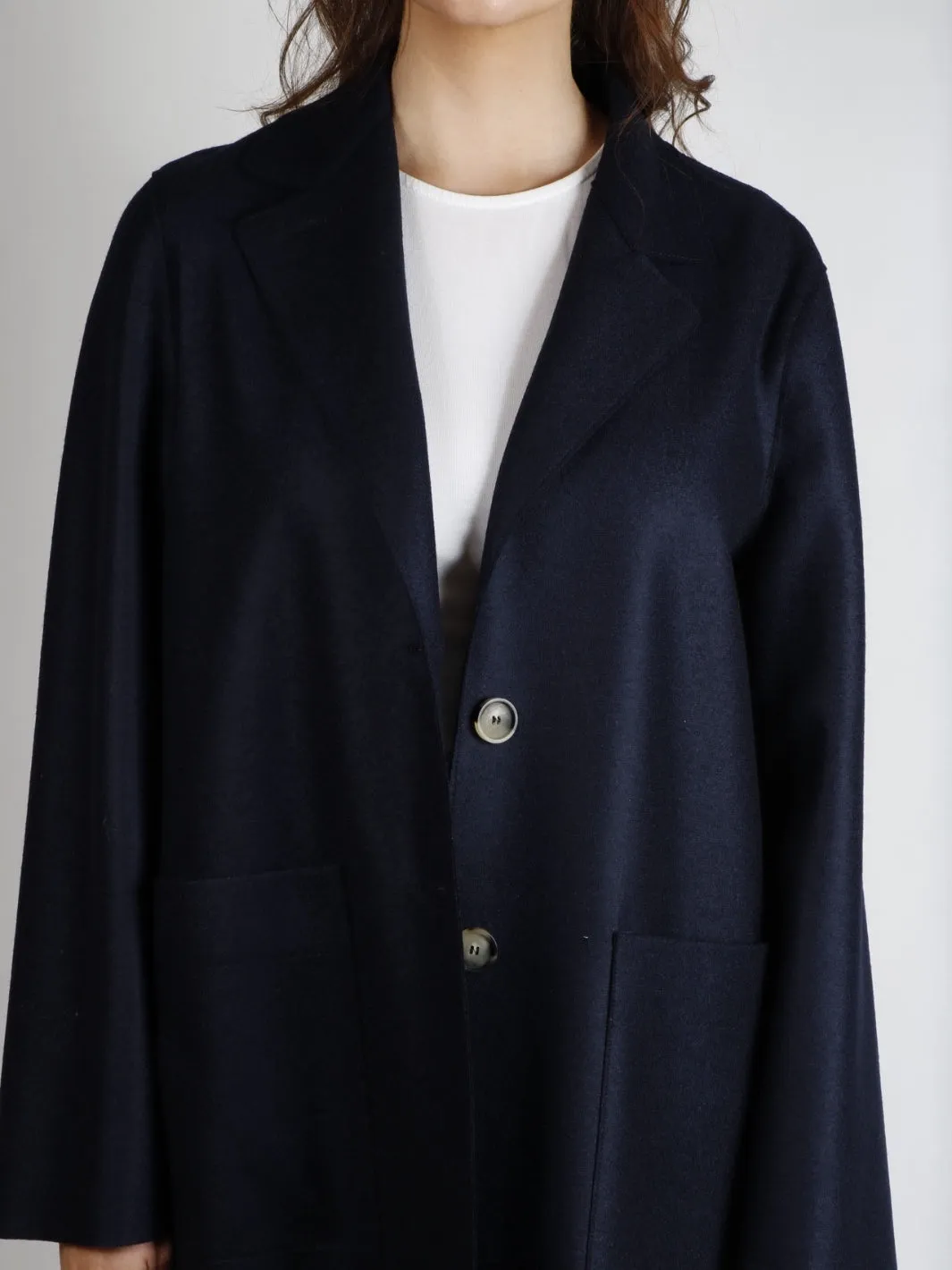LONG BOXY COAT Marine