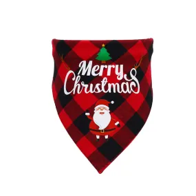Novel red and black plaid pet triangle towel dog saliva towel Christmas pet saliva towel gift