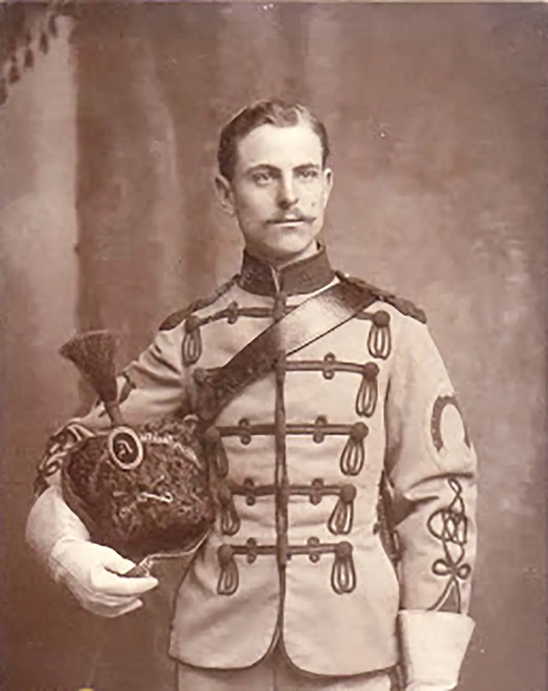 Original U.S. Late 19th Century New York Hussars Squadron A Astrakhan Busby Hat with Plume by Warnock Uniform Co. with Transit Tin