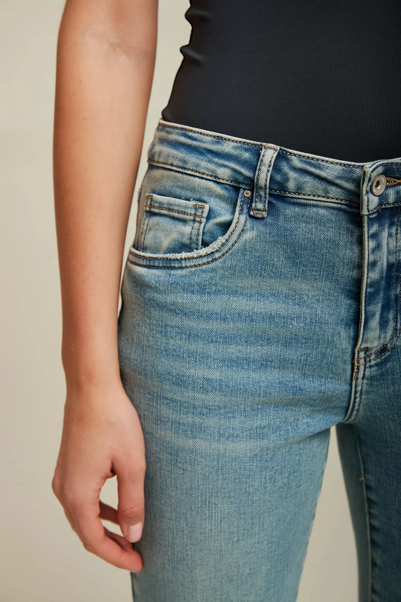 Toxik3 L20029-31 High Waist Boyfriend Jeans - Light Blue