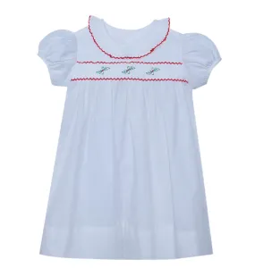 White Rudi Dress- Christmas Hollies